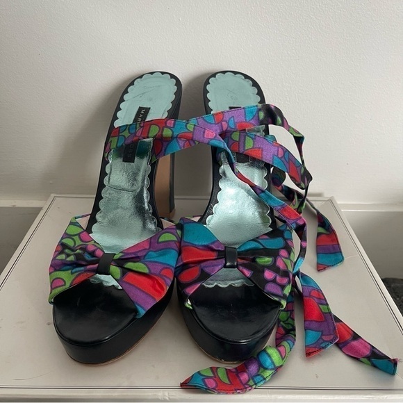 Marc Jacob Platform Multicolor Tie Up Pumps Size 9 - Picture 2 of 5